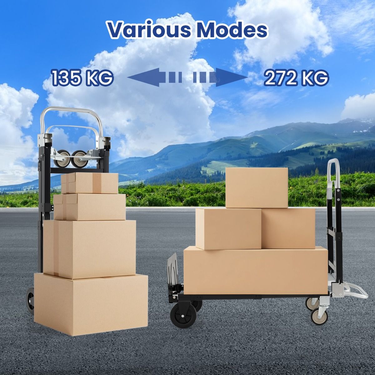 3 in 1 Convertible Hand Truck with Retractable Handle and Wheels
