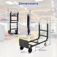 3 in 1 Convertible Hand Truck with Retractable Handle and Wheels