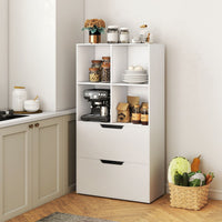 4-Cube Bookcase with 2 Drawers 130cm 5-Tier Tall Freestanding Bookshelf