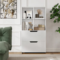 4-Cube Bookcase with 2 Drawers 130cm 5-Tier Tall Freestanding Bookshelf