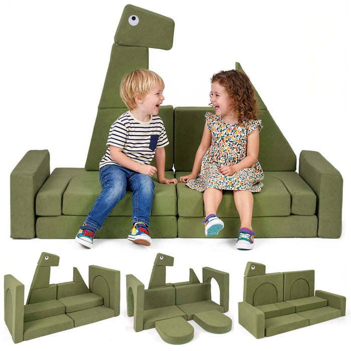 13 Pieces Dinosaur Theme Toddler Foam Building Fort