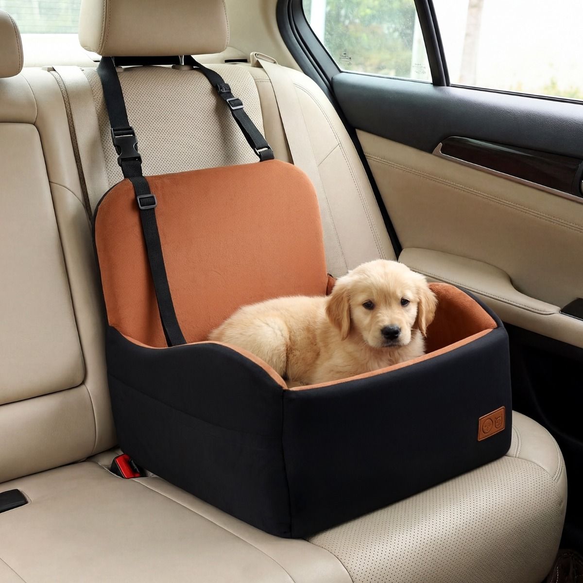 Dog Booster Car Seat for S/M Dogs Detachable Elevated Pet Seat with Cushion