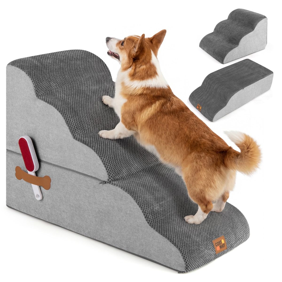 4/5-step Dog Foam Stairs with Non-slip Bottom and Washable Cover
