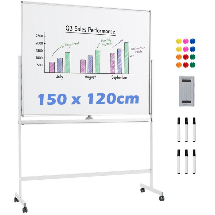 Double-Sided Magnetic Dry Erase Board with Stand and 2 Adjustable Heights
