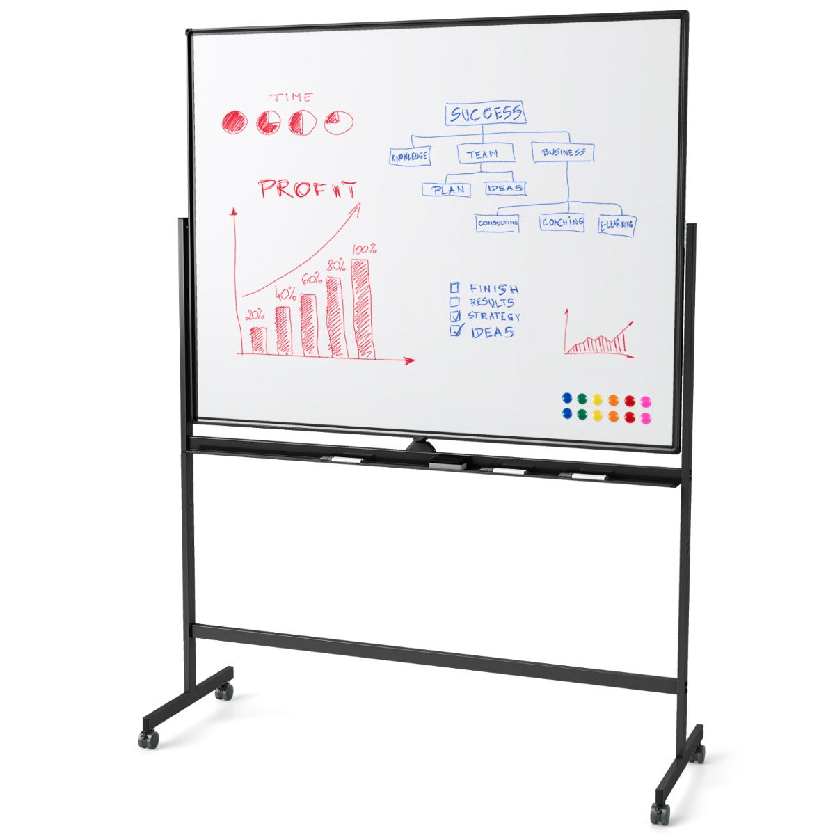 Double-Sided Magnetic Dry Erase Board with Stand and 2 Adjustable Heights