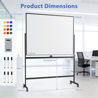Double-Sided Magnetic Dry Erase Board with Stand and 2 Adjustable Heights