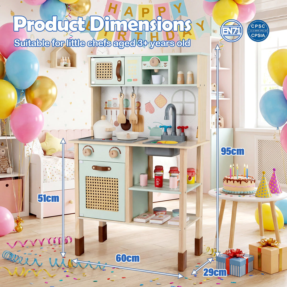 Toddler Toy Kitchen Set with Lights and Sounds for Girls and Boys Ages 3+