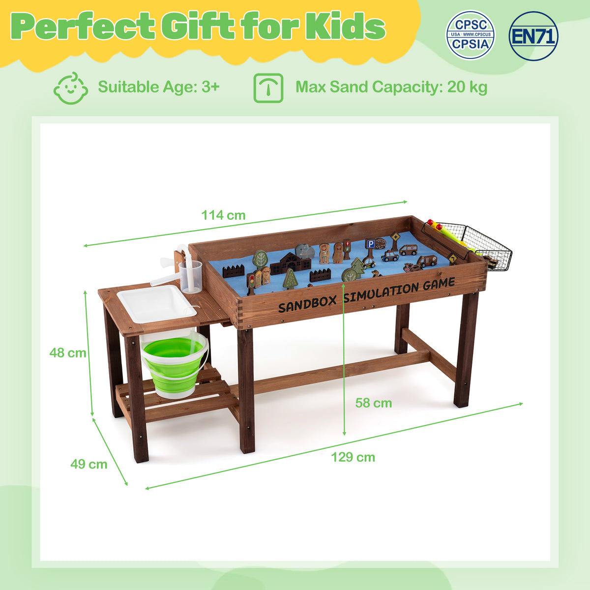 Sensory Table with Water Pump & Sink, Toddler Activity Table