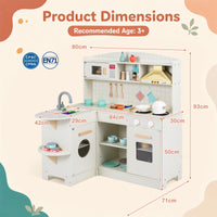 Wooden Play Kitchen for Kids w/ Lights & Sounds