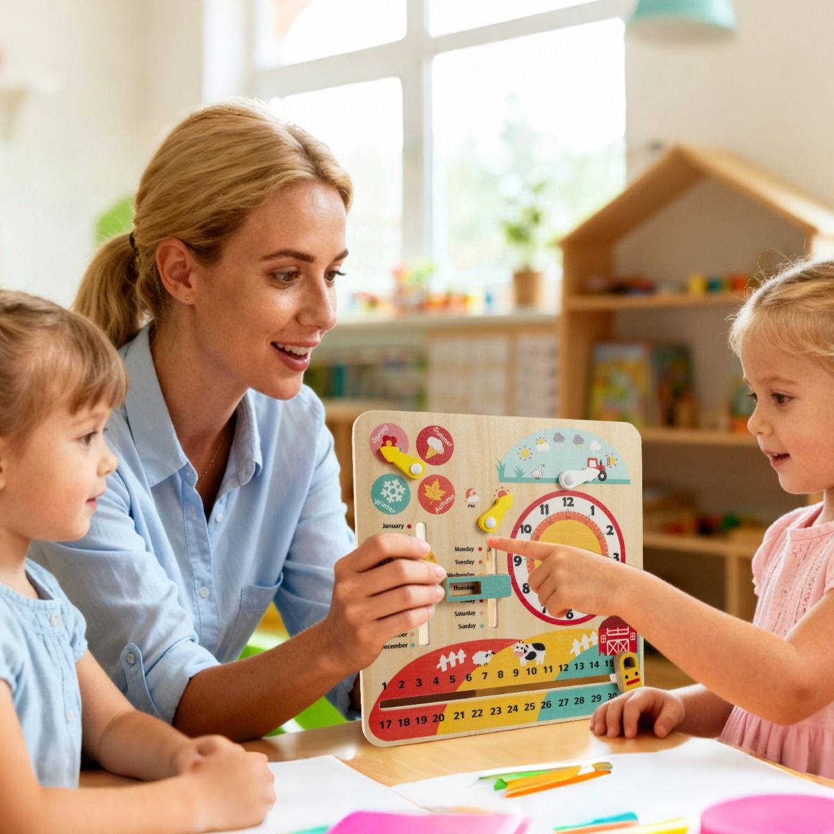 Educational Learning Clock Toy About Season and Weather