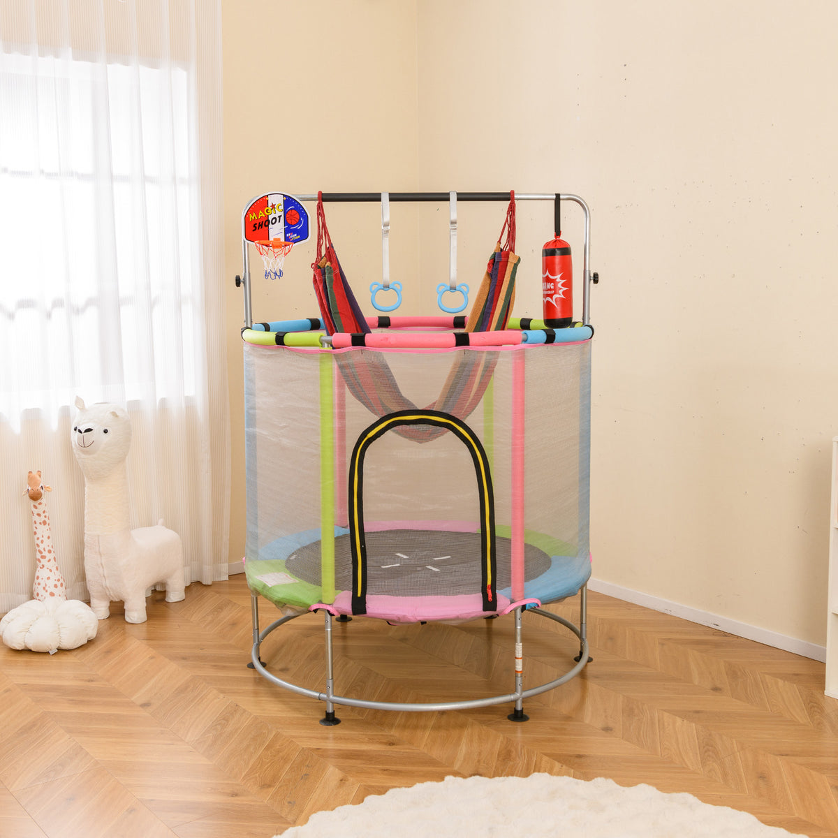 55" Kids Trampoline, Toddler Trampoline with Hammock