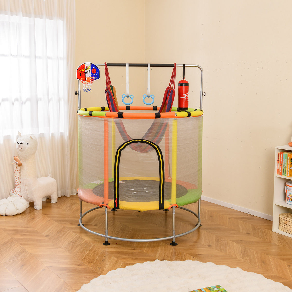 55" Kids Trampoline, Toddler Trampoline with Hammock