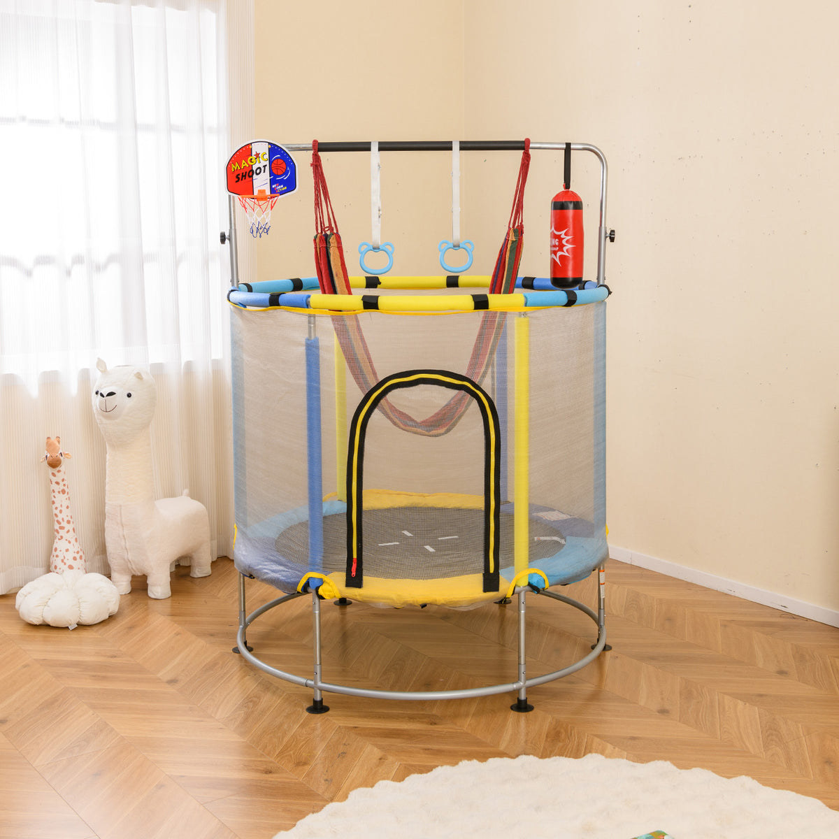 55" Kids Trampoline, Toddler Trampoline with Hammock
