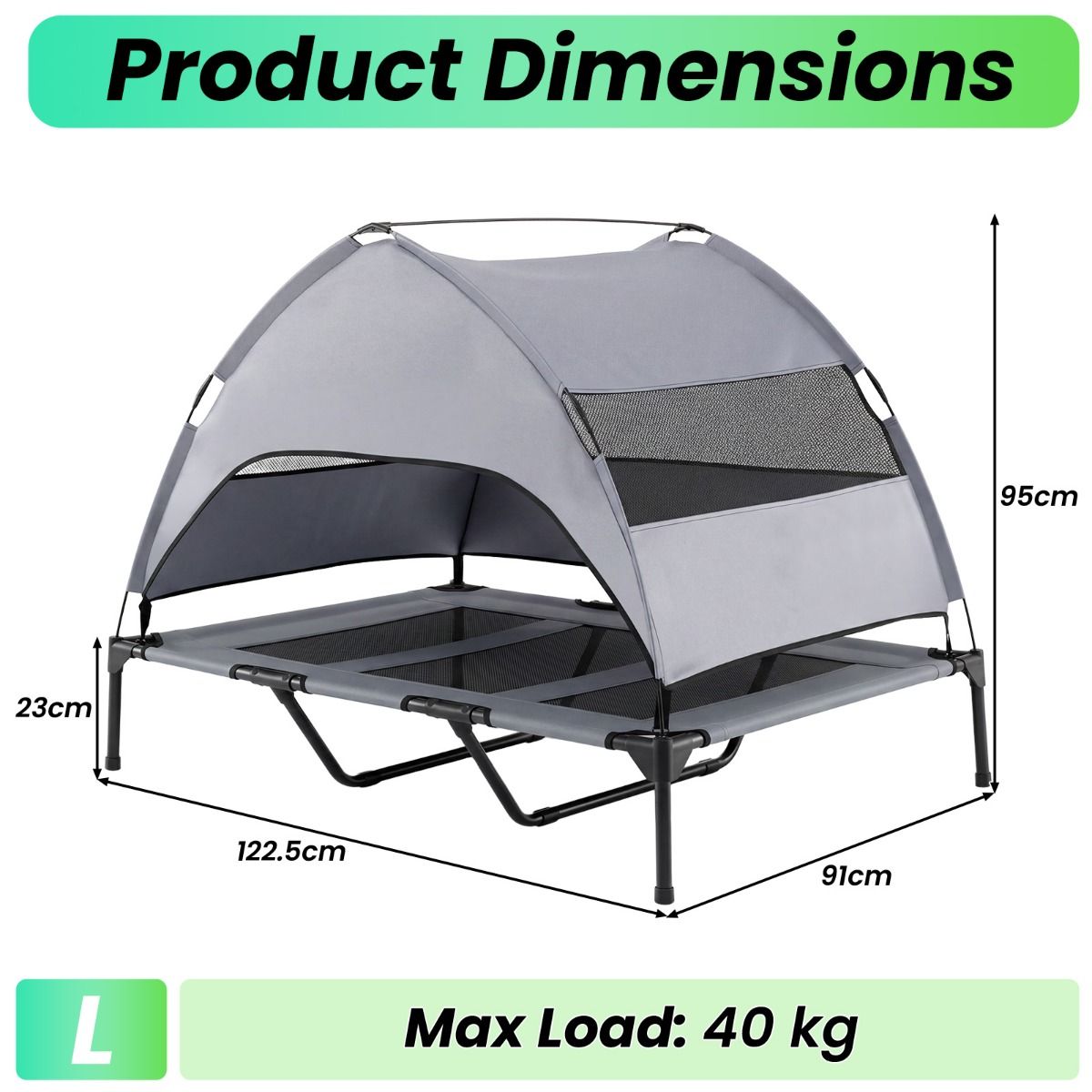 Elevated Dog Bed with Canopy and Removable Shade Tent for Small Dogs