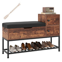 Entryway Bench with Flip Top Box and 2 Door Cabinets for Hallway Living Room