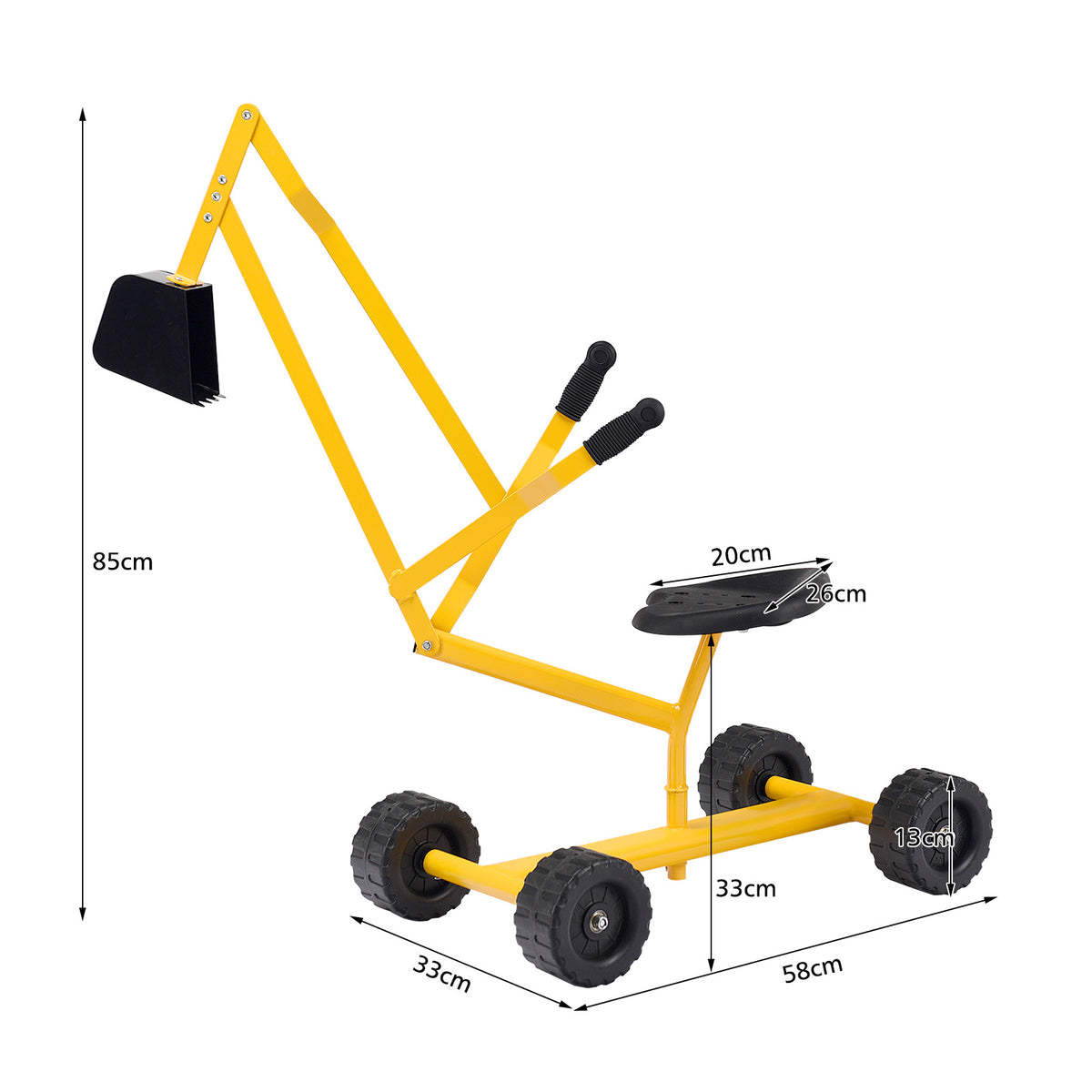 Kids Ride-on Sand Digger with Wheels, Ride On Excavator Crane with 360° Rotating Seat for Dirt