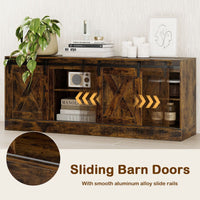 Farmhouse TV Stand for 70" TVs Entertainment Center with Sliding Barn Doors
