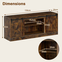 Farmhouse TV Stand for 70" TVs Entertainment Center with Sliding Barn Doors