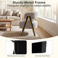 Faux Rabbit Fur Upholstered Armchair with Lumbar Pillow and Metal Legs