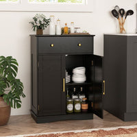 Floor Storage Cabinet with Drawer and Adjustable Shelf