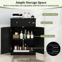 Floor Storage Cabinet with Drawer and Adjustable Shelf