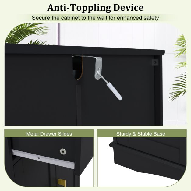 Floor Storage Cabinet with Drawer and Adjustable Shelf