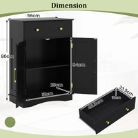 Floor Storage Cabinet with Drawer and Adjustable Shelf