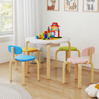 Flower-shaped Children Table Set with 4 Colorful Chairs and Stools