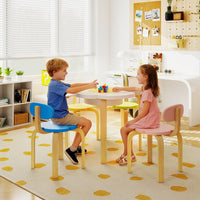 Flower-shaped Children Table Set with 4 Colorful Chairs and Stools