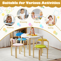 Flower-shaped Children Table Set with 4 Colorful Chairs and Stools