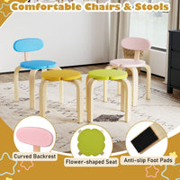 Flower-shaped Children Table Set with 4 Colorful Chairs and Stools