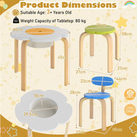 Flower-shaped Children Table Set with 4 Colorful Chairs and Stools