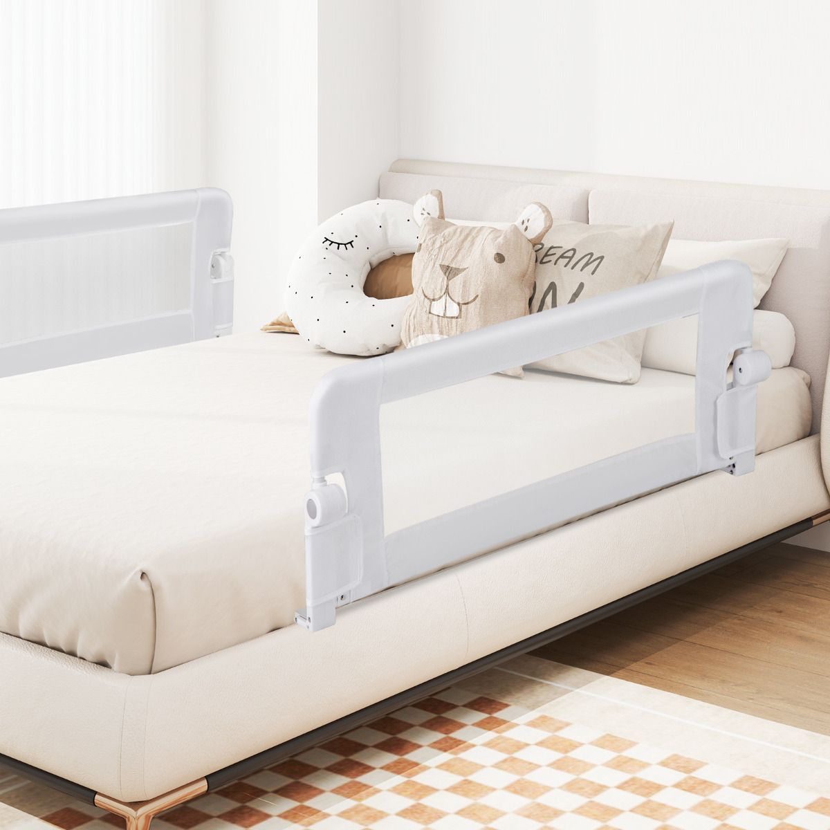 Foldable Bed Rail for Toddlers with Detachable Oxford Fabric Cover