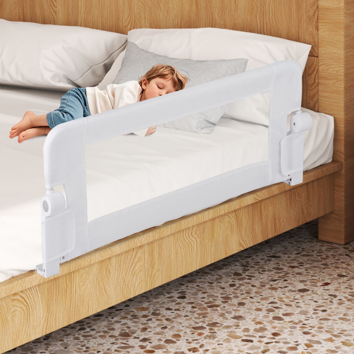 Foldable Bed Rail for Toddlers with Detachable Oxford Fabric Cover
