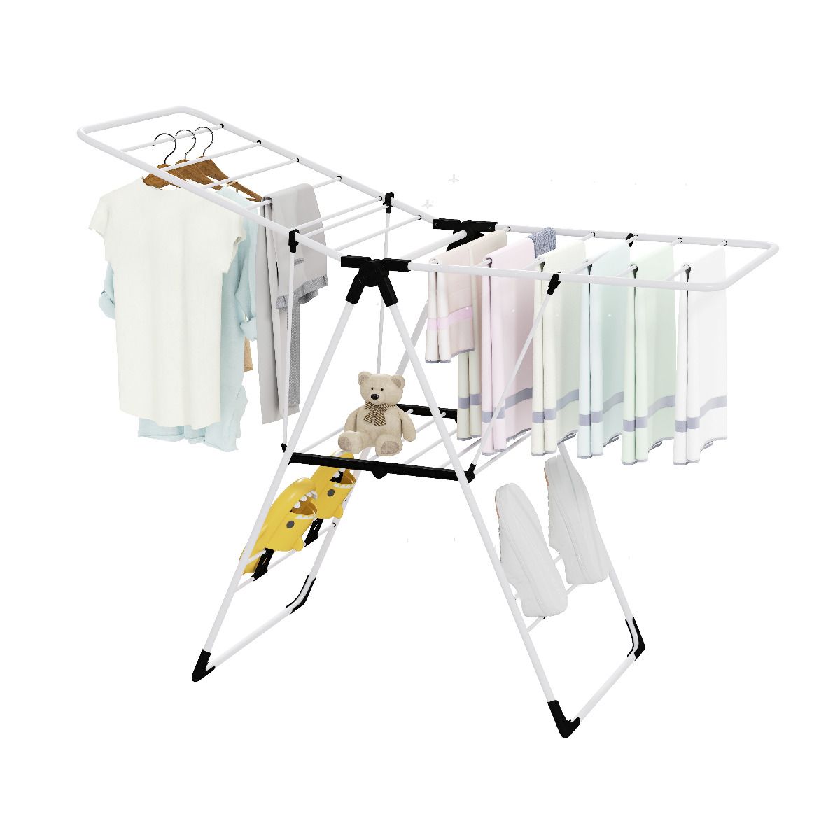 Foldable Drying Rack Space-Saving Laundry Clothes Storage w/ Stainless Steel