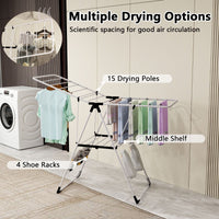 Foldable Drying Rack Space-Saving Laundry Clothes Storage w/ Stainless Steel