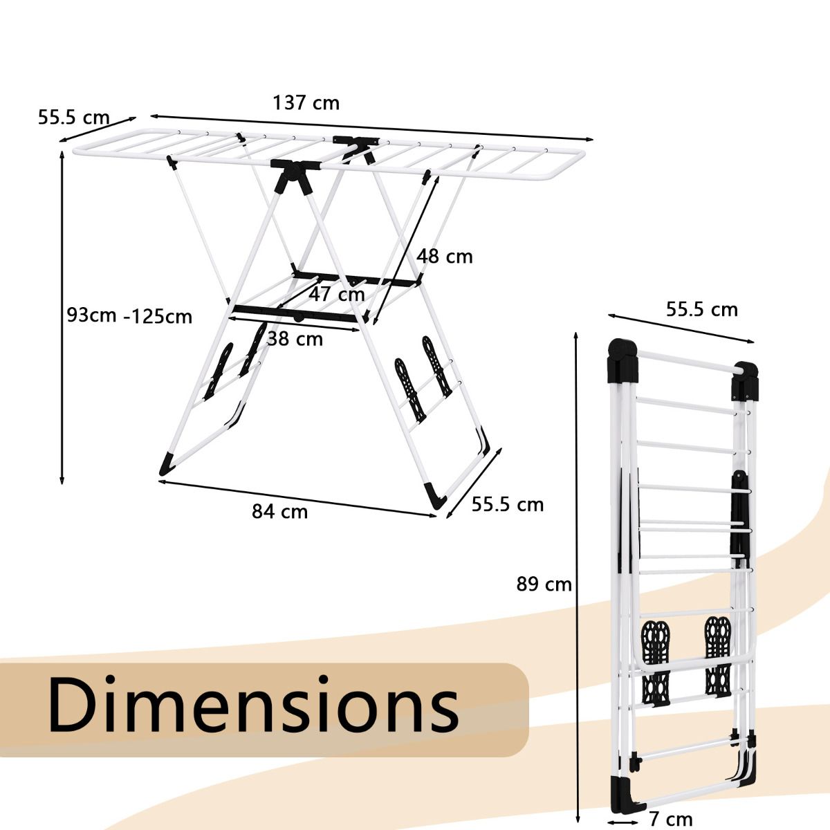 Foldable Drying Rack Space-Saving Laundry Clothes Storage w/ Stainless Steel