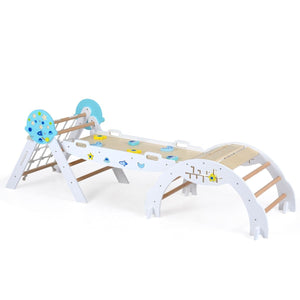 Foldable Jungle Gym with Arch and Ramp for Play Room