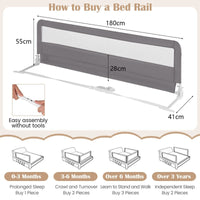 180 x 56 cm Foldable Mesh Bed Rail with Safety Straps for Toddlers