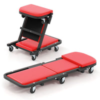 2-in-1 Foldable Low Profile Garage Creeper with Padded Seat and 6 Wheels