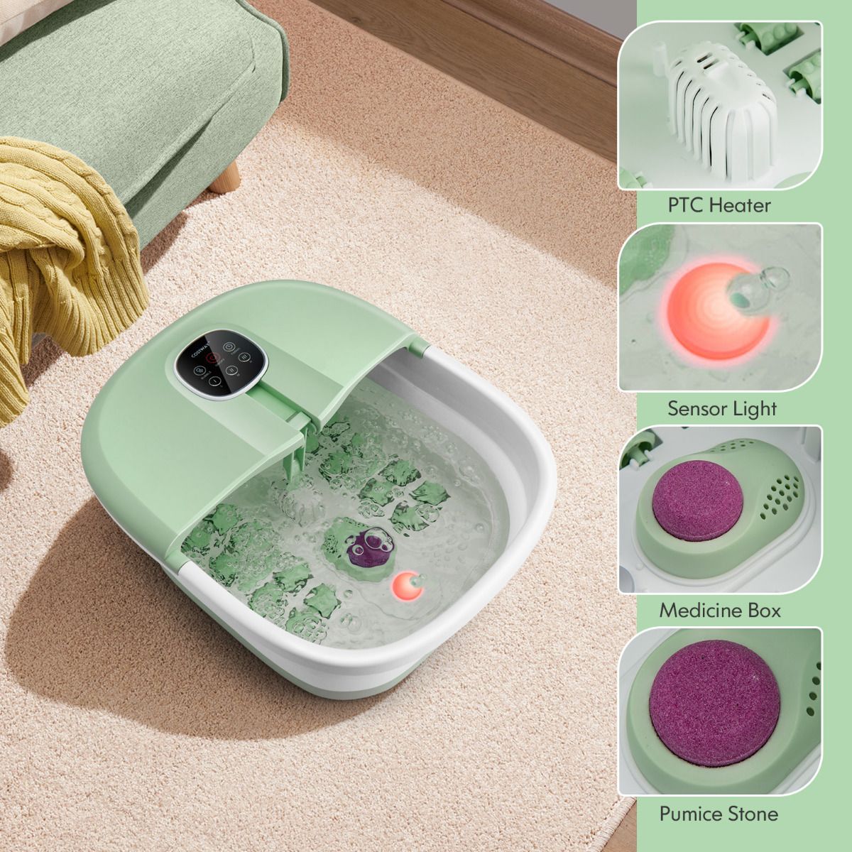 Folding Foot Bath Massage with Heat and Remote Control