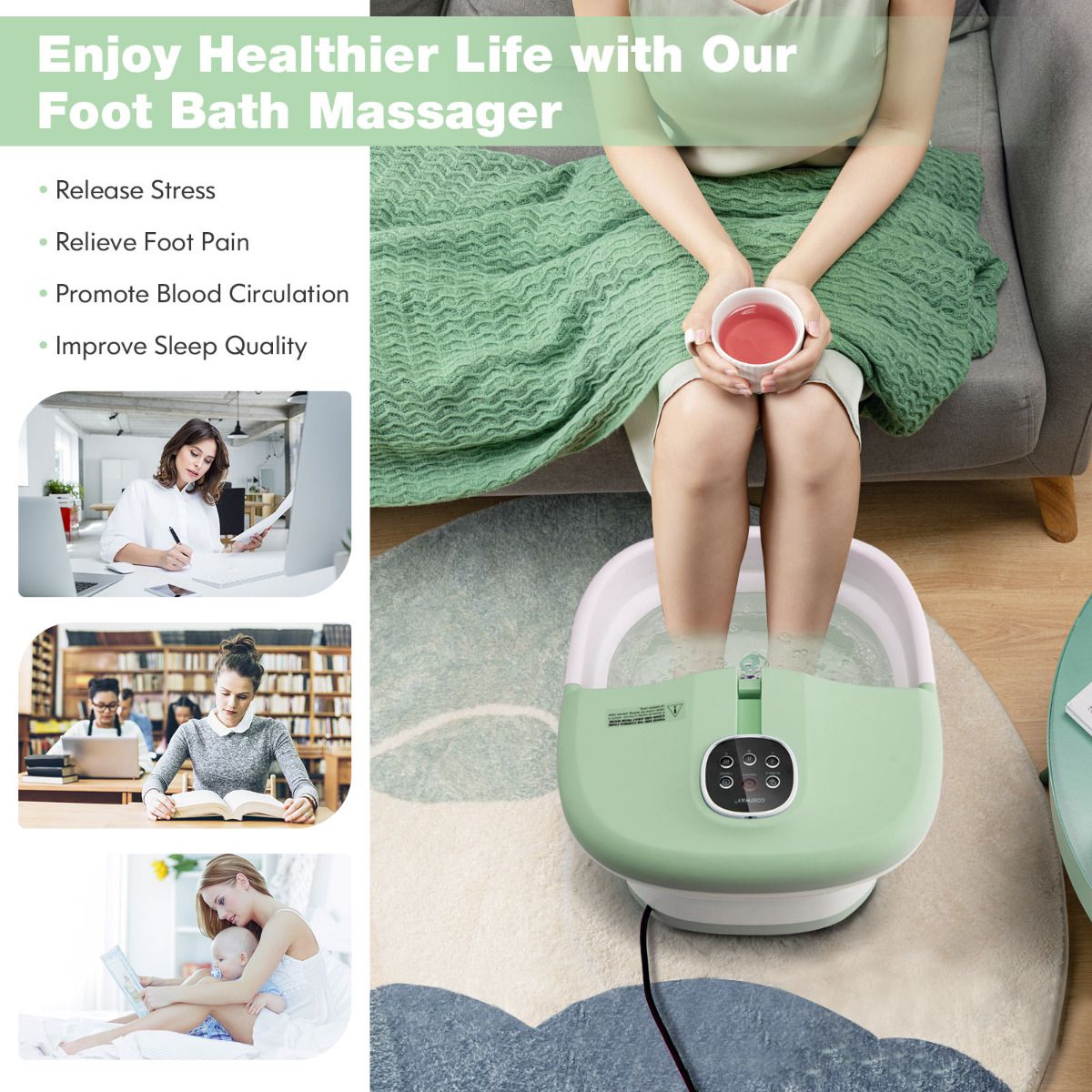 Folding Foot Bath Massage with Heat and Remote Control