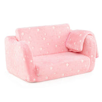 2-in-1 Folding Kids Couch with Blanket for 3+ Kids