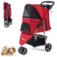 One-click Folding Pet Stroller with Adjustable Canopy and Removable Washable Pad