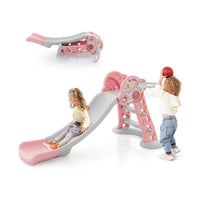 Folding Slide Playset with Basketball Hoop and Small Basketball for Kids