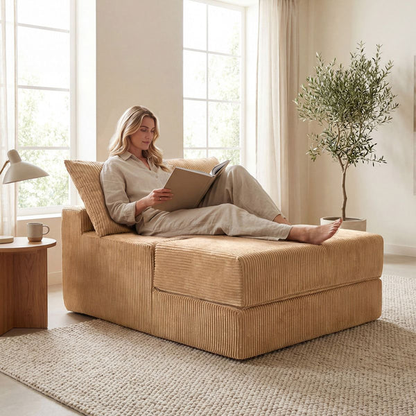 Folding Sofa Bed Convertible Sleeper Chair with Dual Pillows