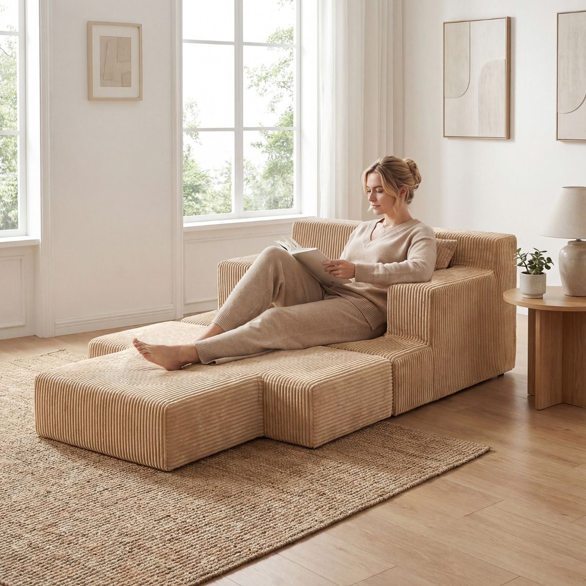 Folding Sofa Bed Convertible Sleeper Chair with Dual Pillows