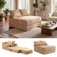 Folding Sofa Bed Convertible Sleeper Chair with Dual Pillows