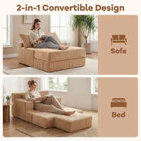 Folding Sofa Bed Convertible Sleeper Chair with Dual Pillows