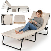 Folding Sun Lounger Foldable Beach Sun Lounger with Adjustable Backrest
